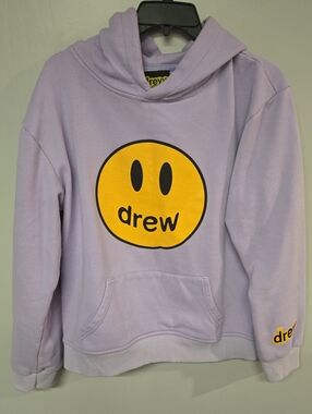 Drew Skate House Hoodie Smiley Face Purple Sweatshirt Adult Size Medium Flaw